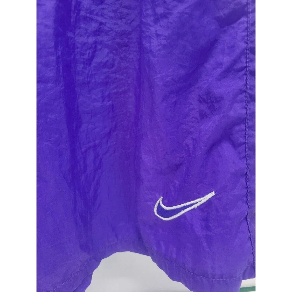 Vintage 90s Nike Shorts Nylon Windbreaker Drawstring Unlined Pocket Purple Sz 14